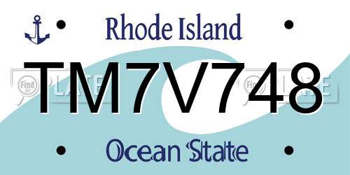 TM7V748 Rhode Island License Plate