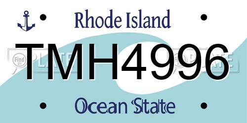 TMH4996 Rhode Island License Plate