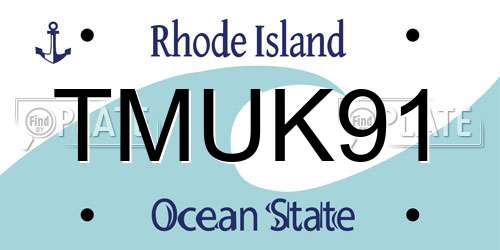 TMUK91 Rhode Island License Plate