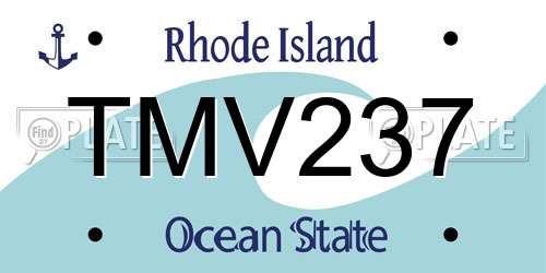 TMV237 Rhode Island License Plate