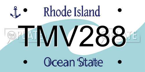 TMV288 Rhode Island License Plate