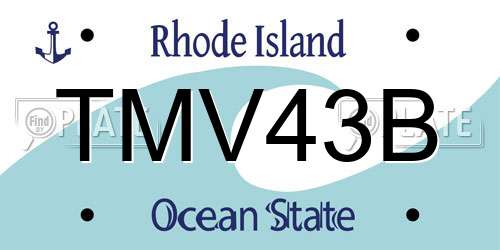 TMV43B Rhode Island License Plate