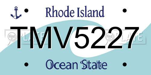 TMV5227 Rhode Island License Plate