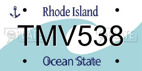 TMV538 Rhode Island License Plate