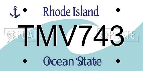 TMV743 Rhode Island License Plate
