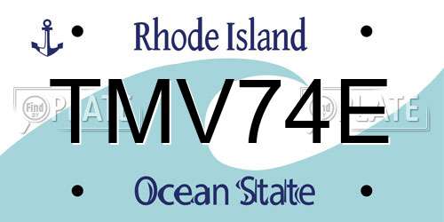 TMV74E Rhode Island License Plate