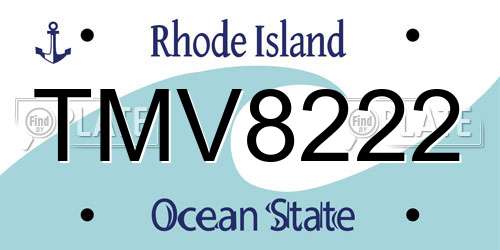 TMV8222 Rhode Island License Plate