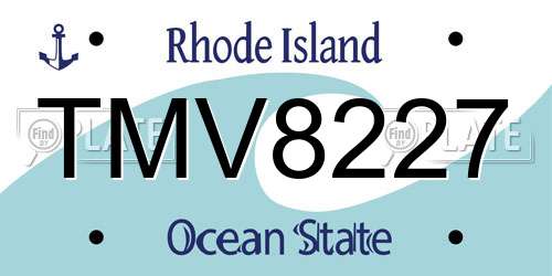 TMV8227 Rhode Island License Plate