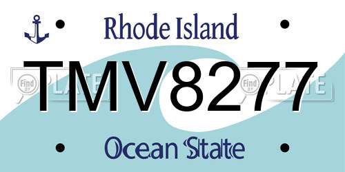TMV8277 Rhode Island License Plate