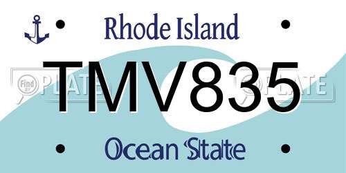 TMV835 Rhode Island License Plate
