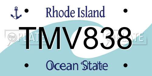 TMV838 Rhode Island License Plate
