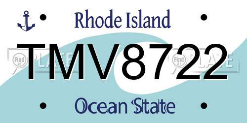 TMV8722 Rhode Island License Plate