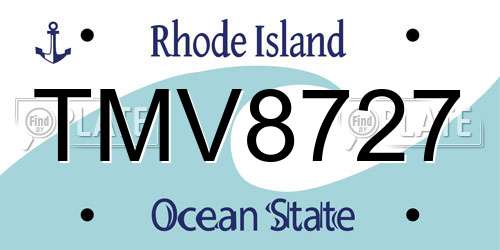 TMV8727 Rhode Island License Plate