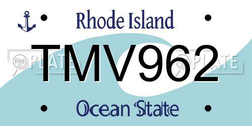 TMV962 Rhode Island License Plate