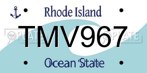 TMV967 Rhode Island License Plate