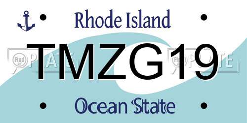 TMZG19 Rhode Island License Plate