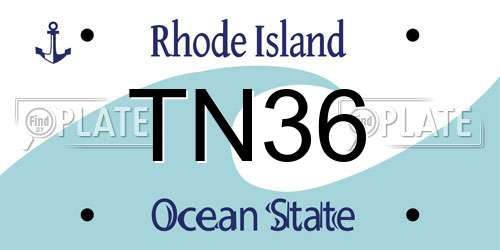 TN36 Rhode Island License Plate