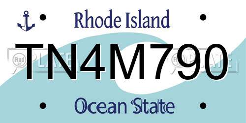 TN4M790 Rhode Island License Plate