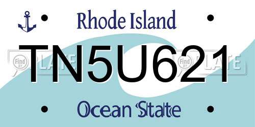 TN5U621 Rhode Island License Plate