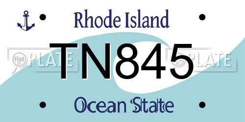 TN845 Rhode Island License Plate