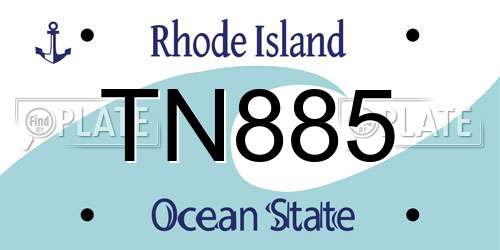 TN885 Rhode Island License Plate