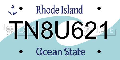 TN8U621 Rhode Island License Plate