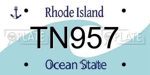 TN957 Rhode Island License Plate