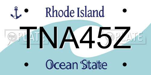 TNA45Z Rhode Island License Plate