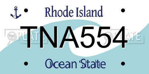 TNA554 Rhode Island License Plate