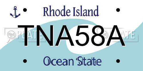 TNA58A Rhode Island License Plate