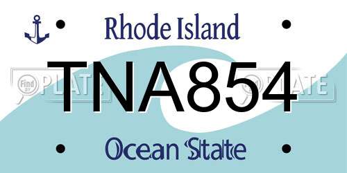 TNA854 Rhode Island License Plate