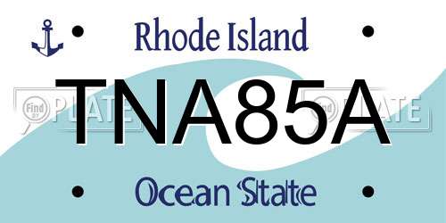 TNA85A Rhode Island License Plate