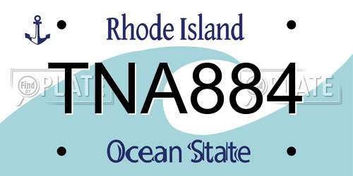 TNA884 Rhode Island License Plate
