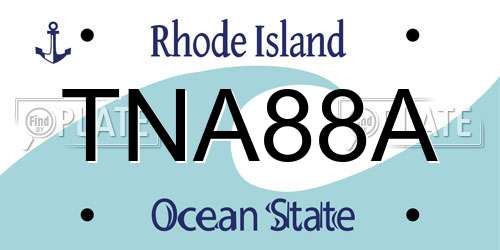 TNA88A Rhode Island License Plate