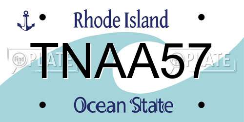 TNAA57 Rhode Island License Plate