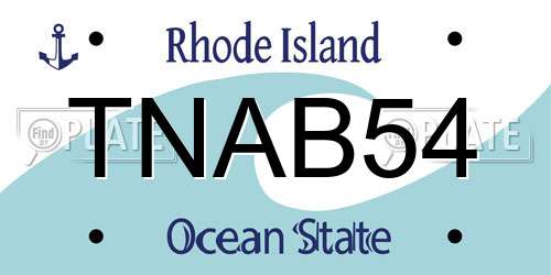 TNAB54 Rhode Island License Plate