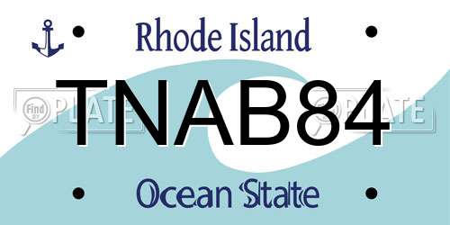 TNAB84 Rhode Island License Plate