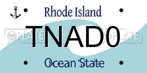 TNAD0 Rhode Island License Plate
