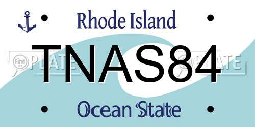 TNAS84 Rhode Island License Plate