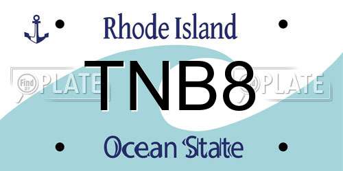 TNB8 Rhode Island License Plate