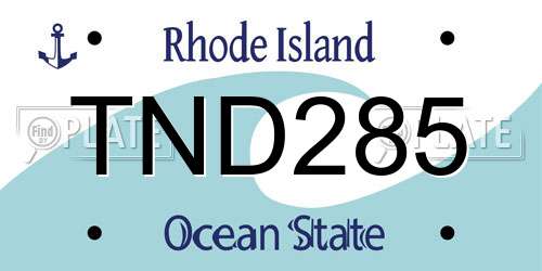 TND285 Rhode Island License Plate