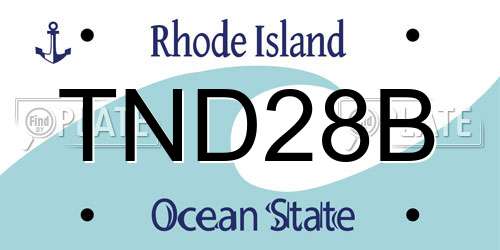 TND28B Rhode Island License Plate