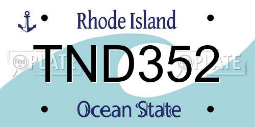 TND352 Rhode Island License Plate