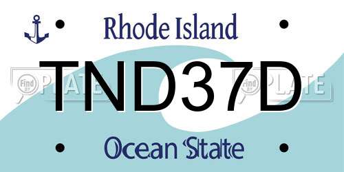 TND37D Rhode Island License Plate