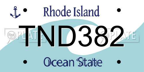 TND382 Rhode Island License Plate