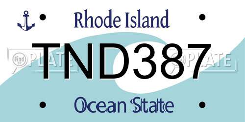 TND387 Rhode Island License Plate
