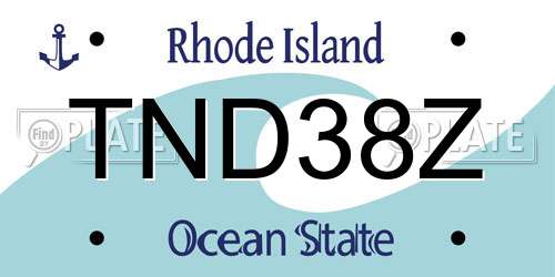 TND38Z Rhode Island License Plate