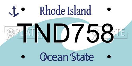 TND758 Rhode Island License Plate