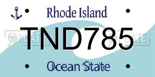 TND785 Rhode Island License Plate