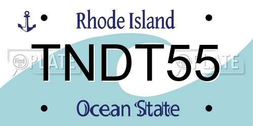 TNDT55 Rhode Island License Plate